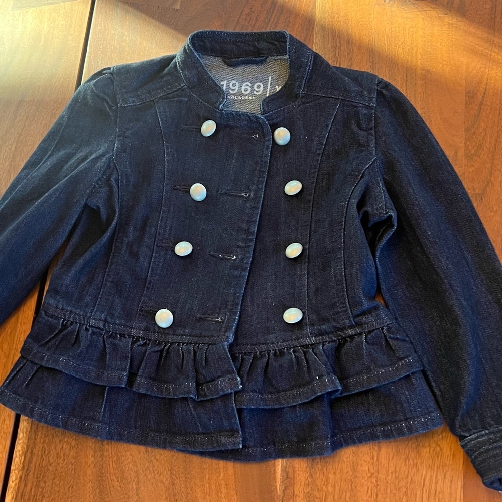 Gap Kids 1969 Dark Denim Peplum Jean Jacket